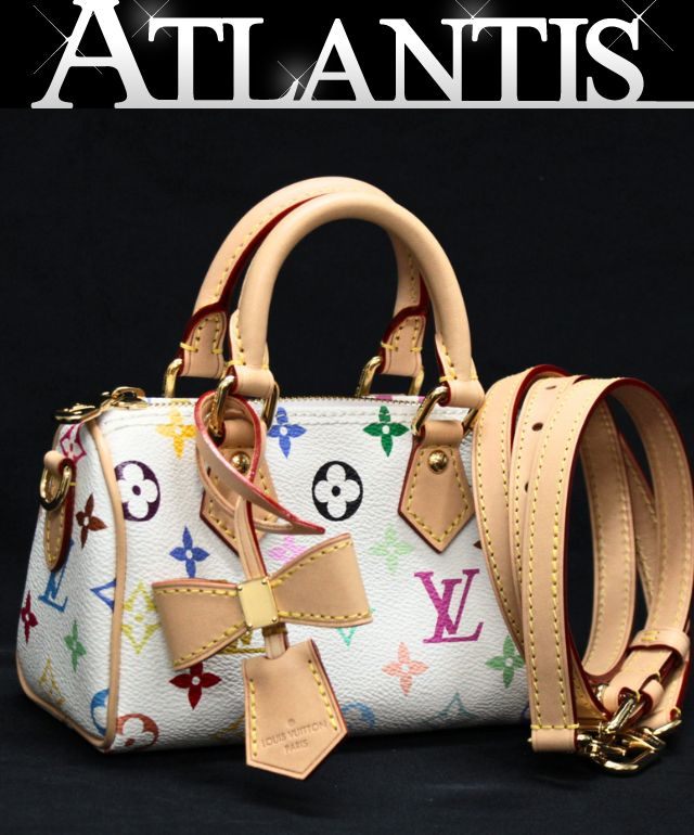 ルイヴィトン Louis Vuitton ナノスピーディ 2WAY ハンドバック ショルダーバッグ モノグラムマルチ色合い 白 M13391 【75095】