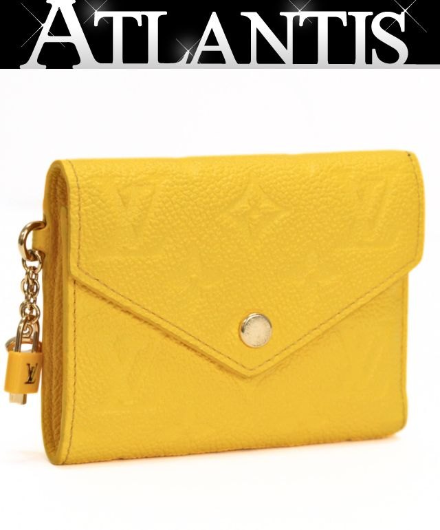 美品 ルイヴィトン Louis Vuitton ポルトフォイユヴィクトリーヌ 三つ折りパウダーコンパクト銭入れ モノグラム アン工業プラント ギンコイエロー M14156 RFID 【75100】