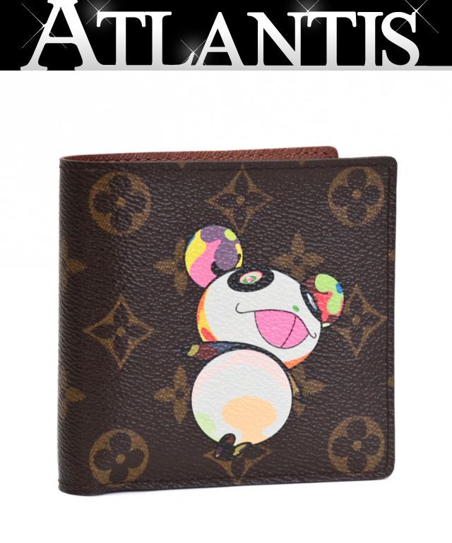 美品 ルイヴィトン Louis Vuitton ポルトフォイ マルコ 二つ折り金入れ 村上隆 モノグラムジャイアントパンダ M61666 【75082】