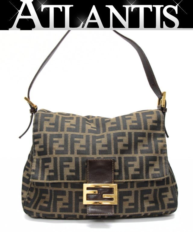 フェンディ FENDI ズッカ柄 並み並み マンマバケット ショルダーバッグ 帆布×なめし革 赤銅色 G金具 【74967】