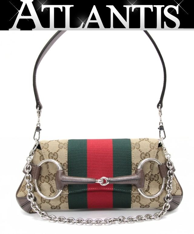 極美品 グッチ GUCCI ホースビット ハンドバッグ スモール シェリーライン GGキャンバス&times;レザー ベージュ 764339 【74976】｜アトランティス