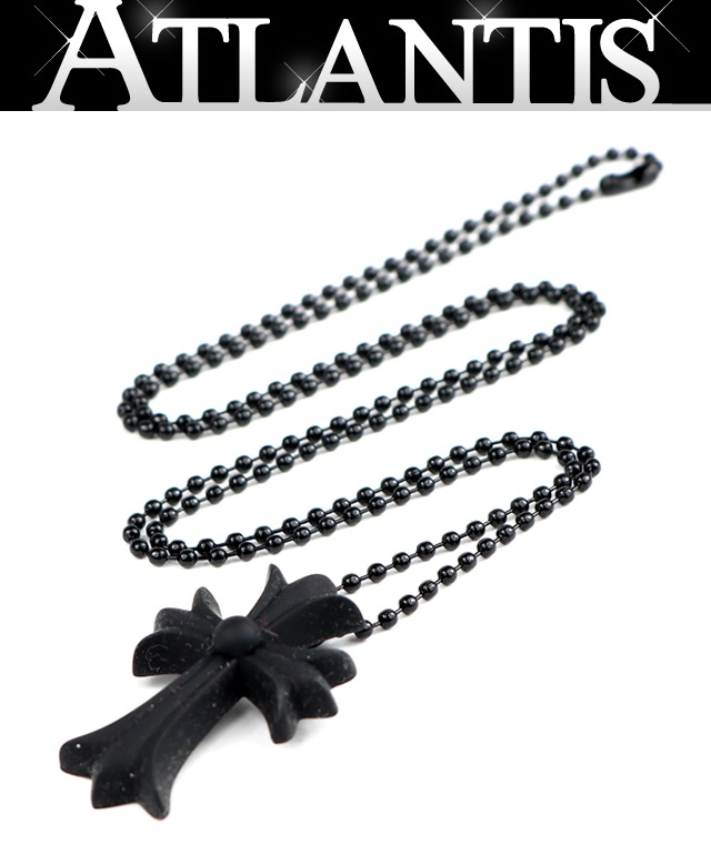 CHROME HEARTS 銀座店 クロムハーツ 未当て嵌める ケイ素樹脂思われ人 スモールCH差し交わす 首飾り メンズ どんぶり鉢チェーン店 黒 103512