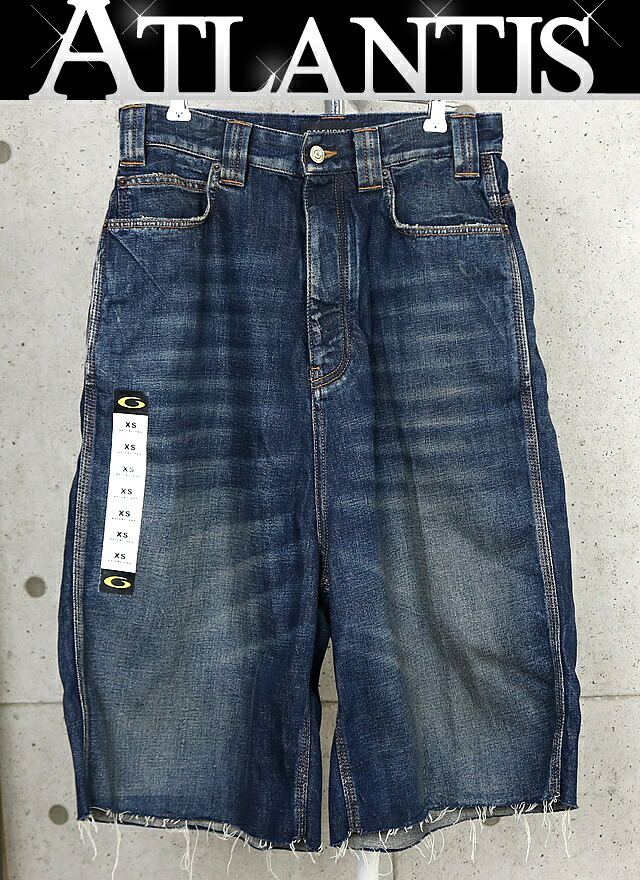BALENCIAGA 銀座店 バレンシアガ テーププリント デニム ハーフパンツ ショーツ 2025年 size:XS ブルー系 103699｜アトランティス