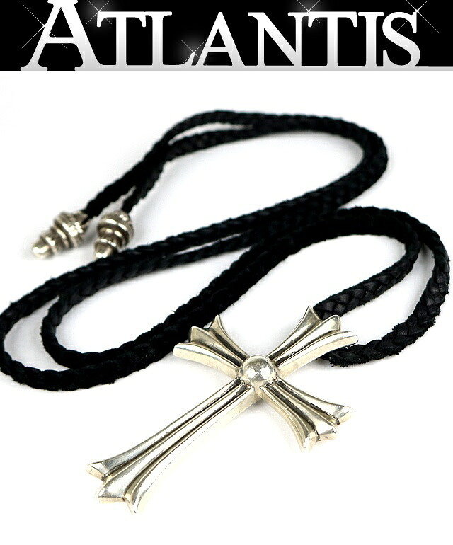 CHROME HEARTS 新宿店 クロムハーツ ラージクロス レザーブレイド ネックレス メンズ シルバー SV925 黒 31418|アトランティス