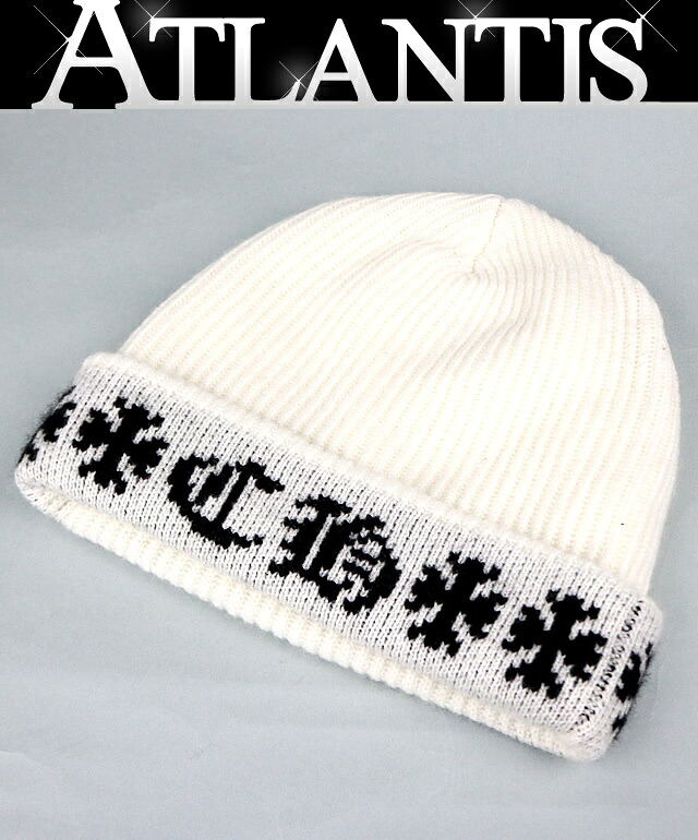 CHROME HEARTS 銀座店 クロムハーツ 未使用 BIG DADDY ビッグダディ カシミヤ ビーニー ニット帽 メンズ SV925 白103749｜アトランティス