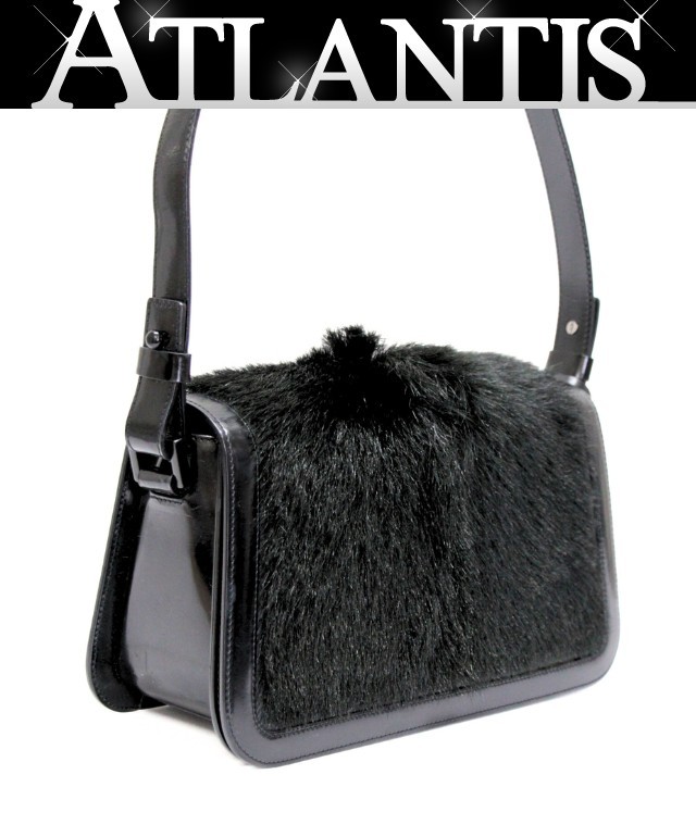 セリーヌ CELINE ヴィンテージ ショルダーバッグ ハラコ 黒 【74060】|アトランティス