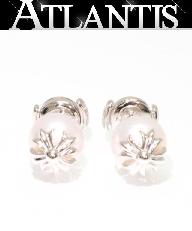 CHROME HEARTS 新宿店 クロムハーツ 新品 ×ミキモト CHプラス パール ピアス K18WG 31586|アトランティス
