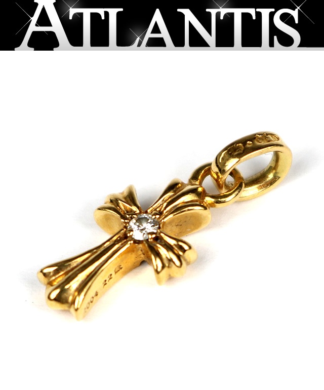 CHROME HEARTS 銀座店 クロムハーツ 22K ベイビーファットクロス チャーム 2Pダイヤ ペンダント メンズ ゴールド 103784｜アトランティス 283,455円