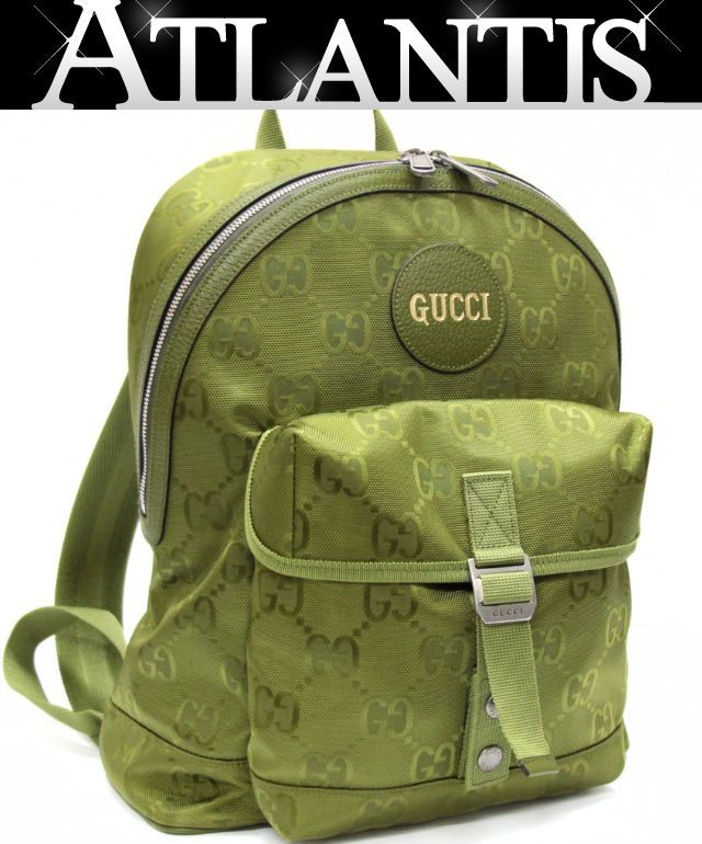 美品 グッチ GUCCI オフザグリット リュックサック バックパック ナイロン グリーン系 【75687】｜アトランティス