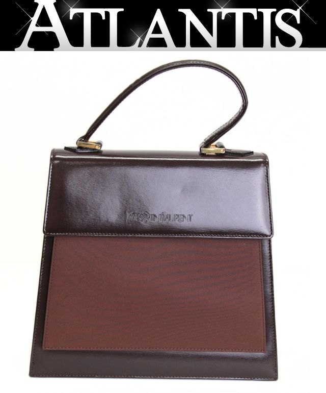 YVES SAINT LAURENT イブサンローラン ヴィンテージ ハンドバッグ レザー ブラウン 【75667】|アトランティス