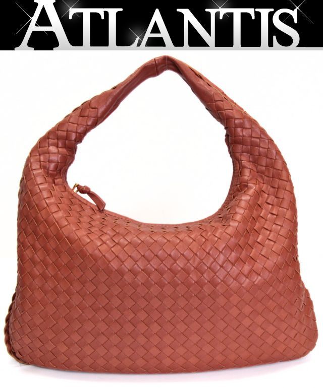 美品 BOTTEGA VENETA ボッテガヴェネタ イントレチャート ホーボー ハンドバッグ レザー 赤茶 【75591】｜アトランティス
