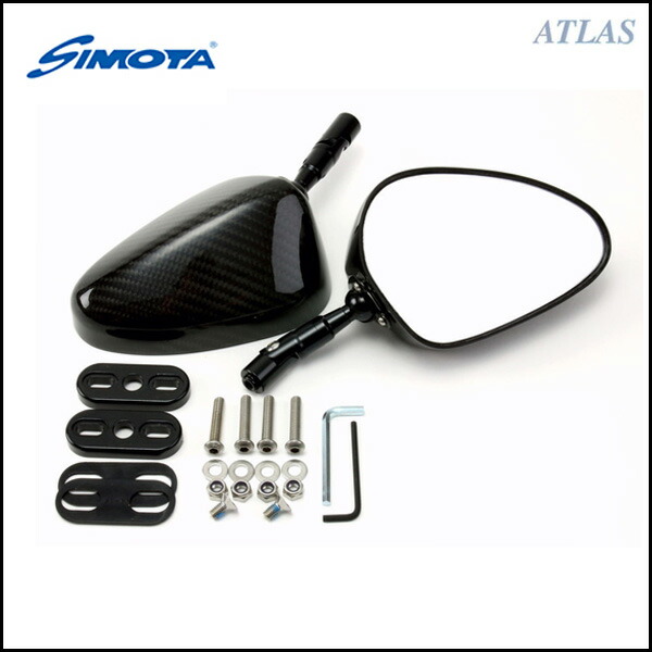 美品　SIMOTA JR2D ツイルカーボンミラー　左右 SIMOTA JR2D ツイルカーボンミラー オーバル クリアレンズ 130mm