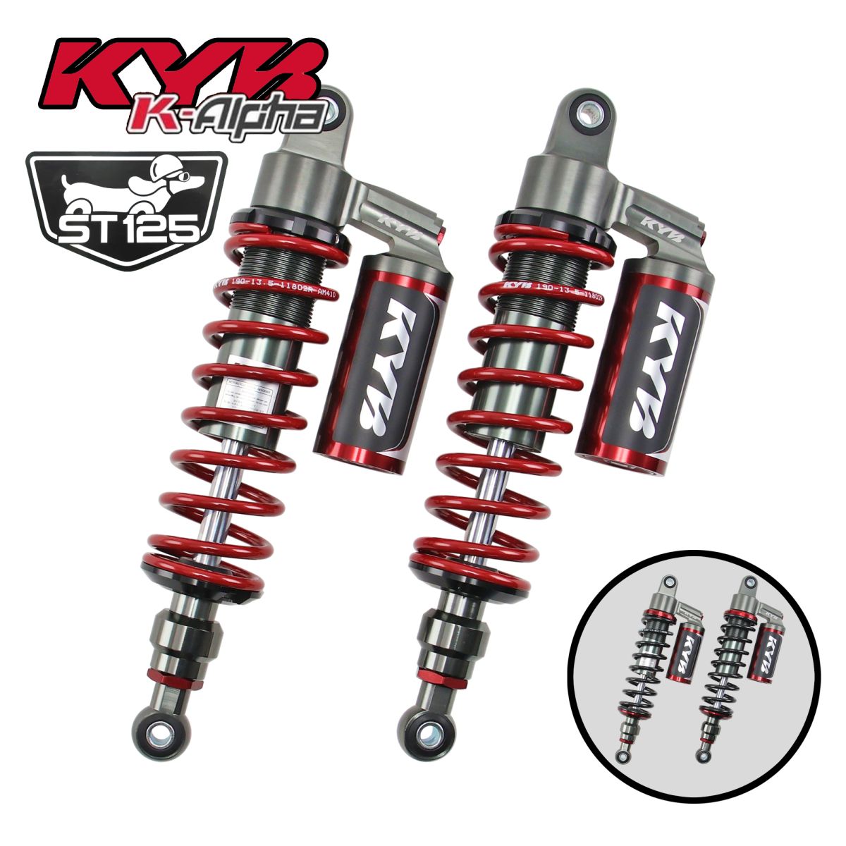 タイカヤバ KYB ダックス125 DAX JB04 JB06 K-Alpha アジャスタブル リアサスペンション 340mm｜アトラスダイレクトショップ 27,225円