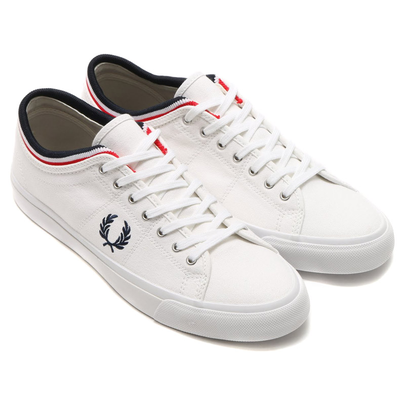 fred perry kendrick tipped cuff leather trainers in white