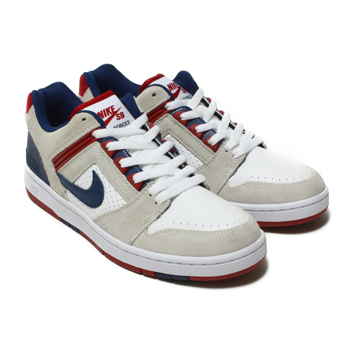 nike sb air force 2 low white blue red