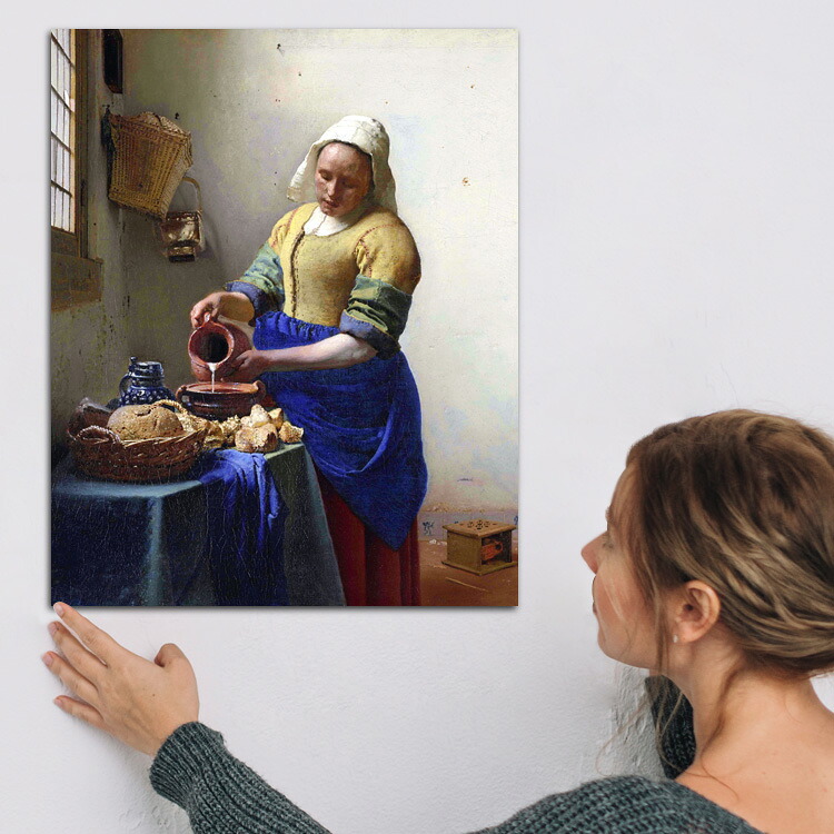 アートパネル アートボード フェルメール 牛乳を注ぐ女 60&times;45 A2 壁掛け 絵 インテリア 名画 モダンアート 油絵 絵画 有名画 おすすめ 人気 高級 かわいい おしゃれ ポスター 玄関 リビング 部屋 店舗 風景画 自然 花 空 海 モノトーン 【LotNo.03】｜アトマイズ