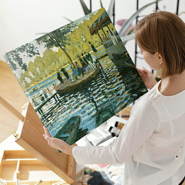 アートパネル アートボード モネ ラ・グルヌイエール 45x33 A3 壁掛け 絵 インテリア 名画 モダンアート 油絵 絵画 有名画 おすすめ 人気 高級 かわいい おしゃれ ポスター 玄関 リビング 部屋 店舗 風景画 自然 花 空 海 モノトーン 【LotNo.01】