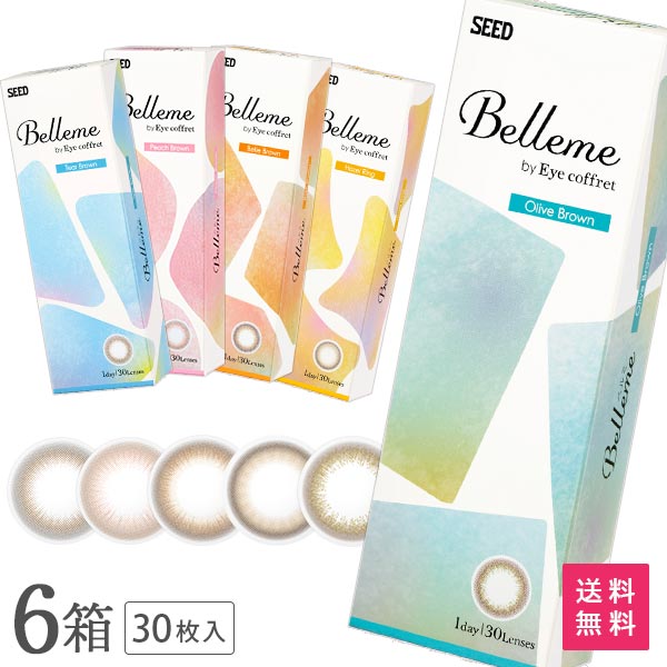 【送料無料】ベルミー 30枚入 6箱セット （ Belleme by Eye coffret / カラコン / カラーコンタクト / シード / ワンデー / 1day / 度あり / 度なし / ブラウン / 14.2 ）