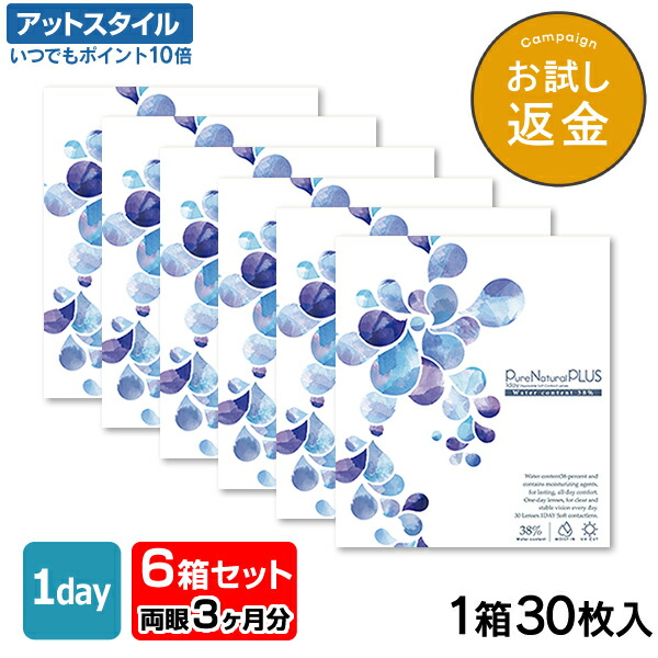 【送料無料】ピュアナチュラルプラス38％　6箱セット 30枚入 1日使い捨て (ピュアナチュラルワンデー SHOBIDO クリアレンズ 1dayタイプ )【ポイント10倍】