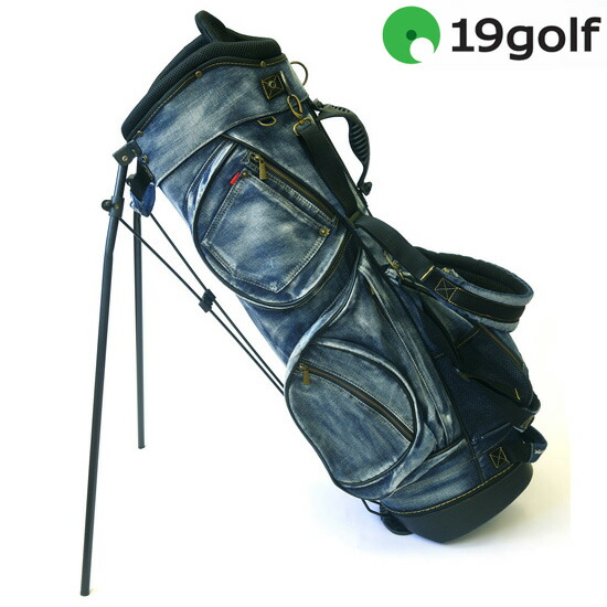 ＳＴＭスタンド付きキャディバッグ ネイビー 即納) 19ゴルフ デニム キャディバッグ インディゴブルー 8.5型