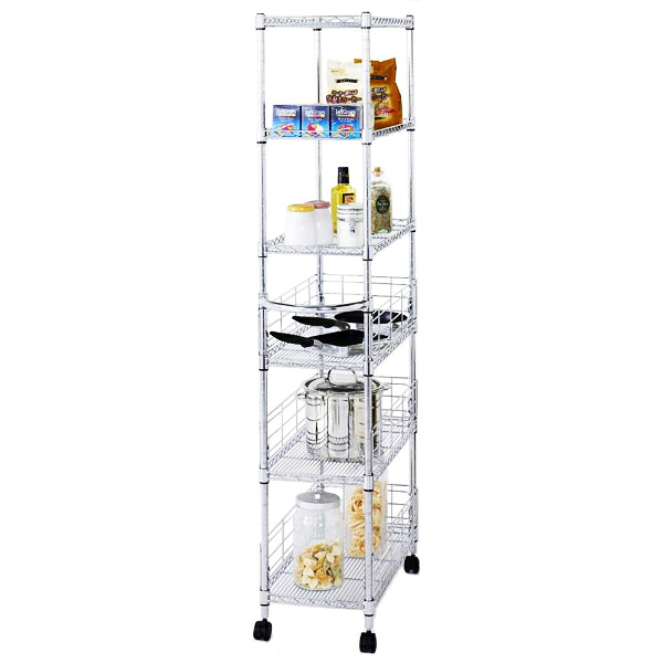 ルミナススチールラック ルミナスフィール キッチンワゴンラック MD3015-6W 6段 幅29.55cm×奥行59.55cm×高さ155cm ポール径19mm