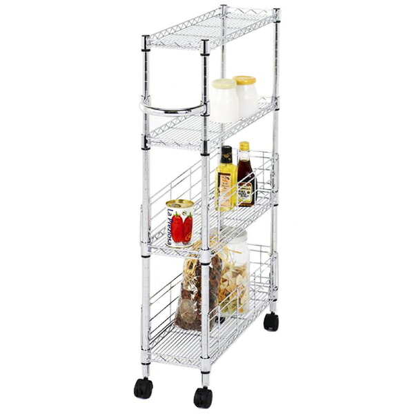 MD2090-4W ルミナスフィールキッチンワゴン4段幅19.5×奥行59.5×高さ94cm【ポール径19mm】【メーカー直送代引不可】
