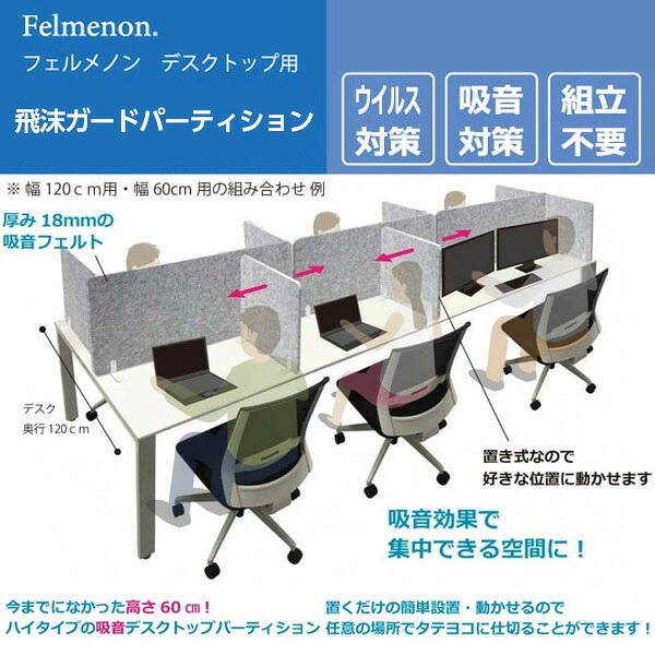 吸音デスクトップパーテーション 幅600用 (BFMつづき物)【フェルメノン】