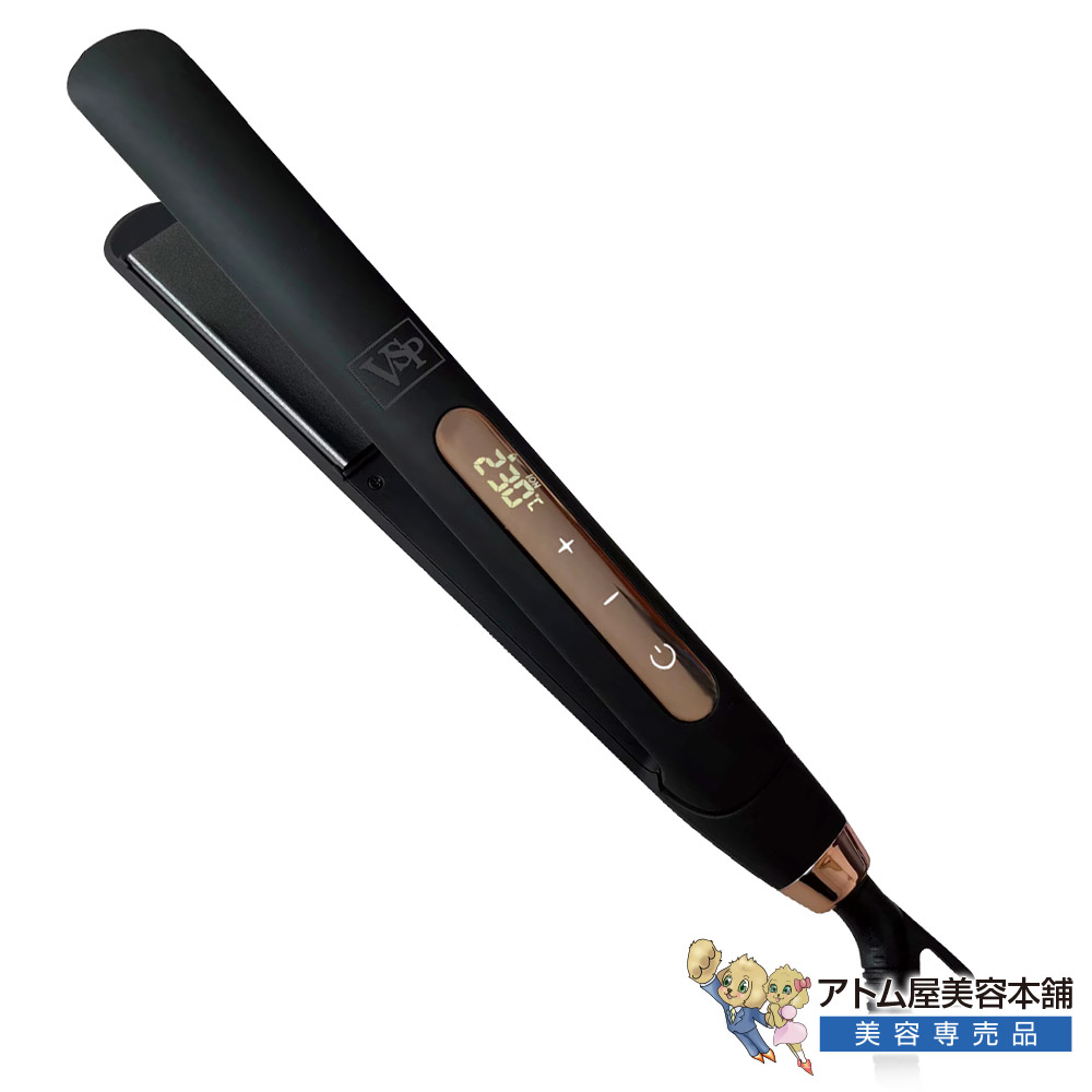 溶岩アイロン S-24 24mm（ストレート＆カール）ヘアアイロン ヘアーアイロン Wマイナスイオン 薄型 軽量 遠赤外線 静電気抑制 ダメージ軽減 水蒸気爆発防止 時短スタイリング 高性能ヒーター 自動電源OFF プロ用 業務用 YOUGAN IRON VSP｜アトム屋美容本舗　～美容専売品～