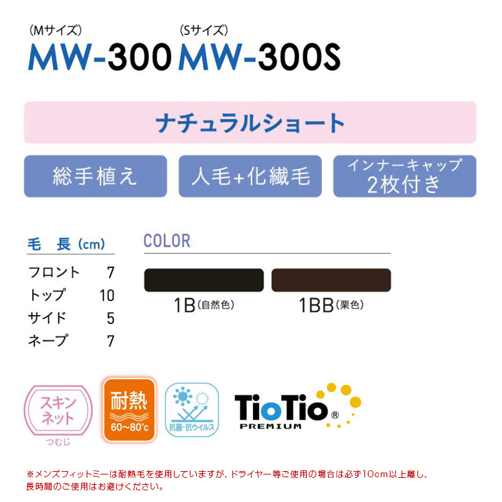 医療用ウィッグ メンズフィットミー MW-300 MW-300S ナチュラル