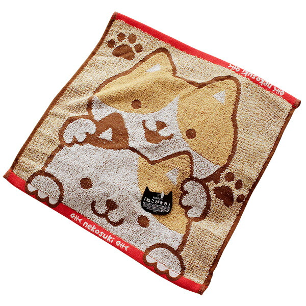 ねこがすき ウォッシュタオル ハンドタオル ハンカチ ねこ ネコ 猫 かわいい 動物 三毛猫 綿100% 保育園 幼稚園 入園 祝い 新学期 入園準備 ねこ♥️コレクション ほうき2本