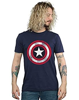 【中古】【輸入品・未使用】Marvel Men's Comics Captain America Shield Distressed T-shirt Xx-large/44-46\