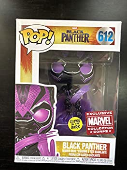 【中古】【インポート品・未当て嵌める】POP! Marvel Collector Corps Exclusive Black Panther 612 GITD 黒いことパンサー 防御すること入れもの付き添い人
