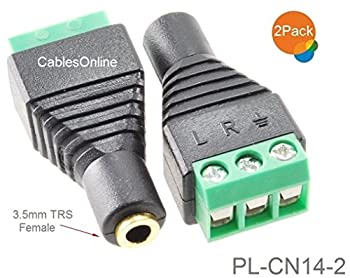【中古】【輸入品・未使用】CablesOnline 2?- Pack 3.5?MM (1?/ 8インチ)ステレオTRSメスジャックto AV 3-screwターミナルブロックBalun Connector、pl-cn14???2