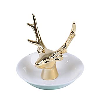 【中古】【輸入品・未使用】mosstyセラミックジュエリートレイリングHold、婚約ウェディング装飾表示ホルダースタンドTrinketトレイ