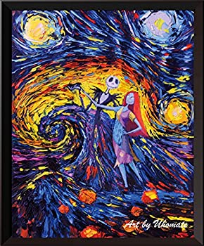 【中古】【輸入品・未使用】Uhomate ナイトメアー ビフォア クリスマス ジャックとサリー フィンセント・ヴァン・ゴッホ 星月夜スタイルポスター 自宅 キャンバス 壁アート