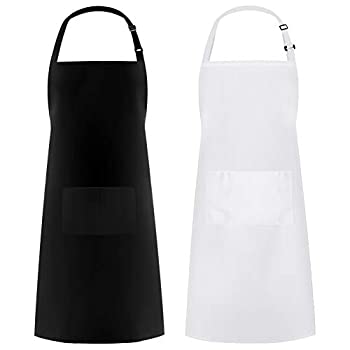 【中古】【39shop】【輸入品・未使用】Syntus★調節可能 ビブエプロン 厚手 バージョン 防水 ポケット2つ付き 料理用キッチンエプロン レディース メンズ シェフ ホワイト ブラック 2個（新古品）｜アトリエ絵利奈