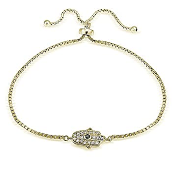 【中古】【39shop】【輸入品・未使用】Hoops★& Loopsスターリングシルバーキュービックジルコニアハムサ手調節可能なブレスレット(新古品)|アトリエ絵利奈