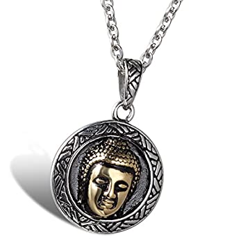 【中古】【輸入品・未使用】oideaメンズステンレススチールハンドメイドBodhi Buddhaペンダントネックレス、ギフトバッグ含ま
