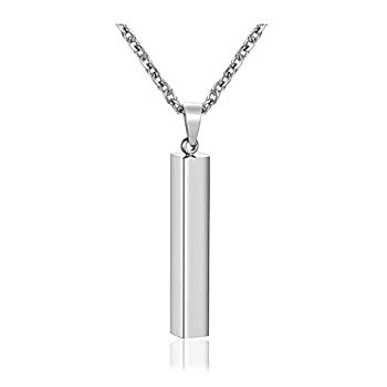 【中古】【輸入品・未使用】ZYsta Free Engraving???カスタマイズカスタムメンズステンレススチールシルバー垂直Cuboidバーネックレス、スクエアスティックバーペンダント&