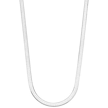 【中古】【輸入品・未使用】Miabella 925 スターリングシルバー イタリア製 ソリッド 4.5mm フレキシブル フラット ヘリンボーン チェーン ネックレス メンズ レディース 16