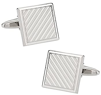 【中古】【インポート品・未当て嵌める】Cuff-Daddyしろがね色調 縞模様柄 カフリンクス メンズジュエリー・アクセサリー-カフス
