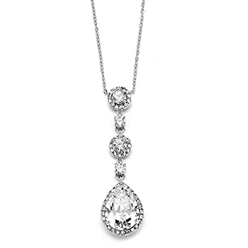 【中古】【39shop】【輸入品・未使用】Mariell★キュービックジルコニア Y型ネックレス 花嫁用 - ダングル キュービックジルコニア ティアドロップ 洋ナシ型 ウェディングペンダント シ(新古品)|アトリエ絵利奈