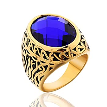 【中古】【輸入品・未使用】MaSOPジュエリーヴィンテージメンズステンレススチールCZリングゴールドバイカーCeltic Bandブルーラウンドストーン 8,865円