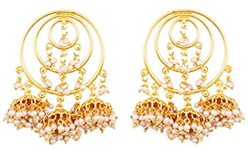 【中古】【39shop】【輸入品・未使用】Touchstone★Indian Bollywood従来円形ワイヤフェイクパールの女性のブライダルデザイナバリJhumkiイヤリングBunches inゴールドトーン(新古品)|アトリエ絵利奈