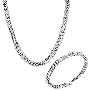【中古】【39shop】【輸入品・未使用】Stainless★Steel Silver-Tone Mens Link Chain Necklace and Bracelet Set(新古品)|アトリエ絵利奈