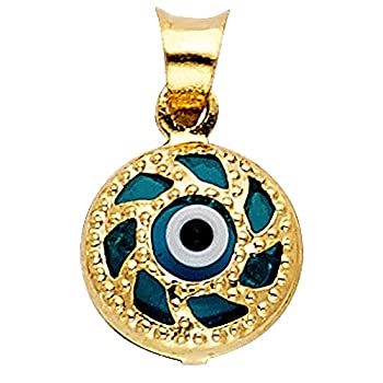 【中古】【輸入品・未使用】14?KイエローゴールドEvil Eyeペンダント