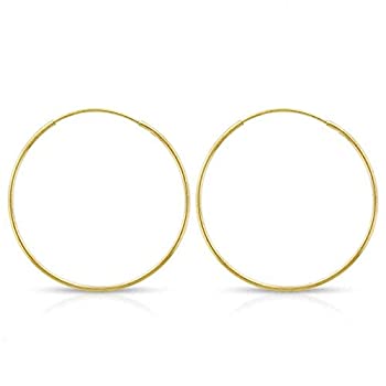 【中古】【輸入品・未使用】14Kイエローゴールド レディース エンドレスチューブ フープピアス 厚さ1mm 10mm - 20mm ...