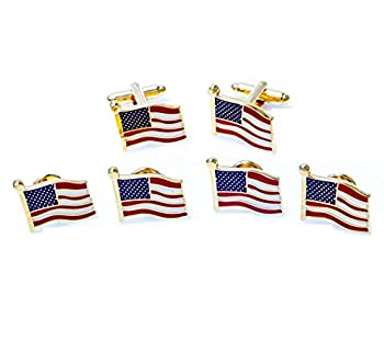 【中古】【39shop】【輸入品・未使用】mrcuff★United States of America Flag USA Cufflinks and Studs Set in a Presentationギフトボックス&ポリッシュクロス（新古品）｜アトリエ絵利奈