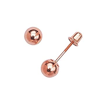 【中古】【輸入品・未使用】ソリッド14?Kローズゴールド3???8?mmボールscrew-backイヤリング