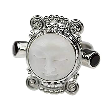 【中古】【輸入品・未使用】NOVICA ガーネット .925スターリングシルバー 彫刻ボーンリング ムーンドリーム